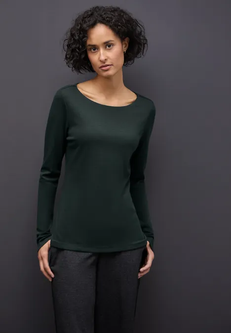 Basic Langarmshirt evernight green