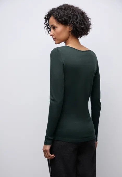 Basic Langarmshirt evernight green