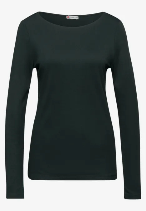 Basic Langarmshirt evernight green