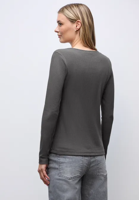 Shirt met hartvormige halslijn lead grey
