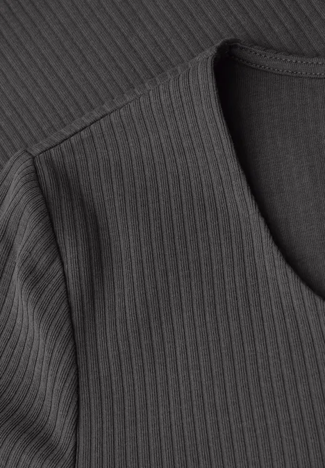 Shirt met hartvormige halslijn lead grey