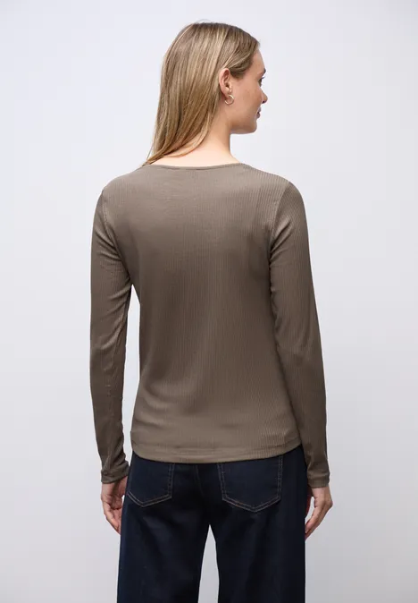 Shirt met hartvormige halslijn silk brown