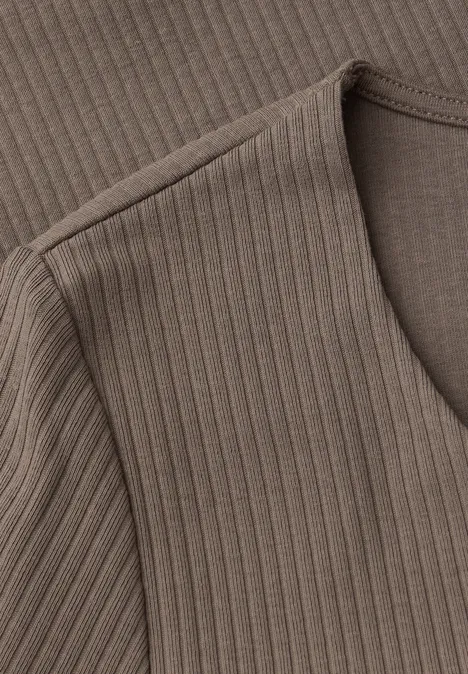 Shirt met hartvormige halslijn silk brown