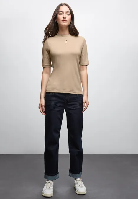 Shirt mit Cut-Out Detail sanded beige
