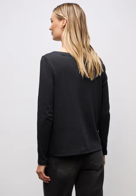 Langarmshirt mit Wording Black