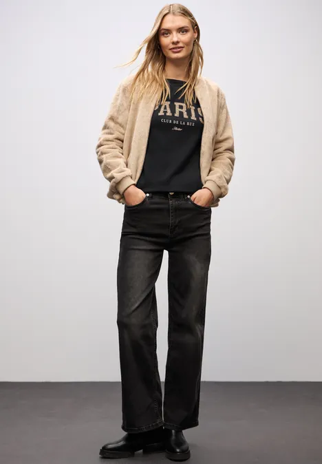 Langarmshirt mit Wording Black