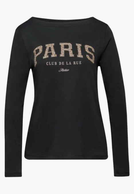 Langarmshirt mit Wording Black