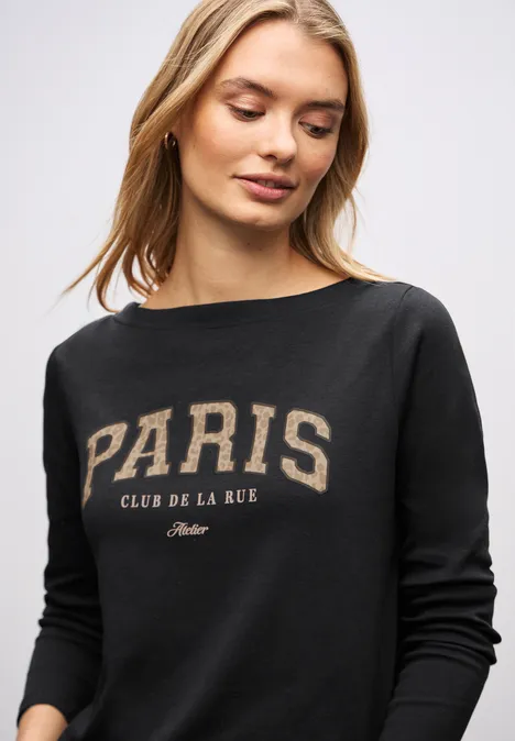 Langarmshirt mit Wording Black