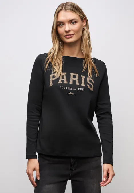 Langarmshirt mit Wording Black
