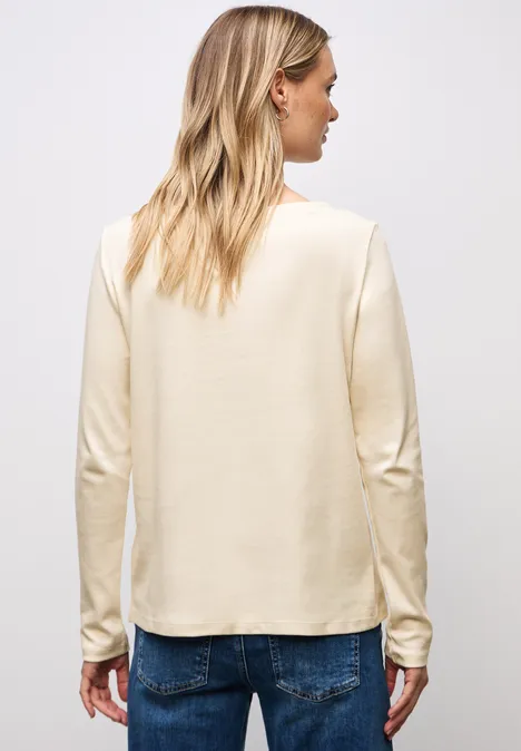 Langarmshirt mit Wording soft beige