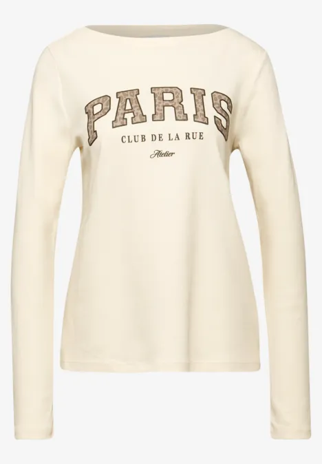 Langarmshirt mit Wording soft beige