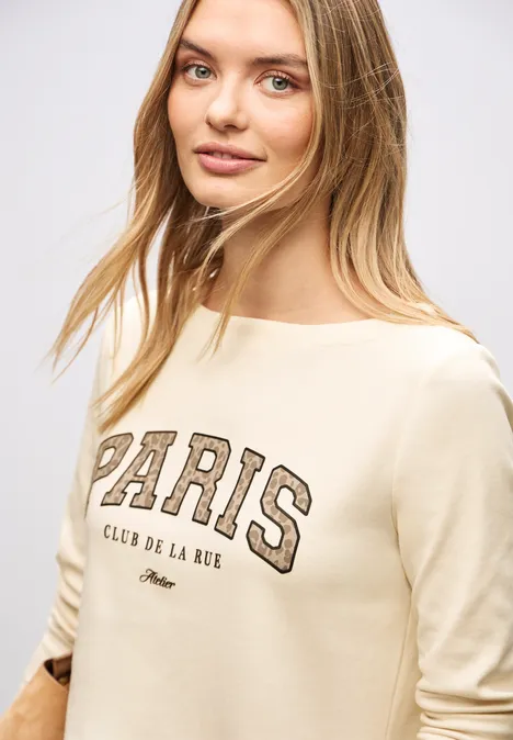 Langarmshirt mit Wording soft beige
