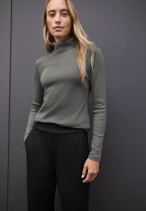 Basic Rollkragenshirt gravel grey