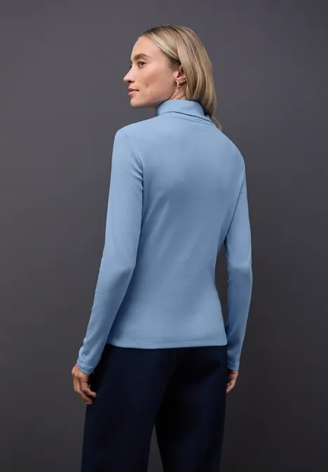 Basic Rollkragenshirt frosted blue