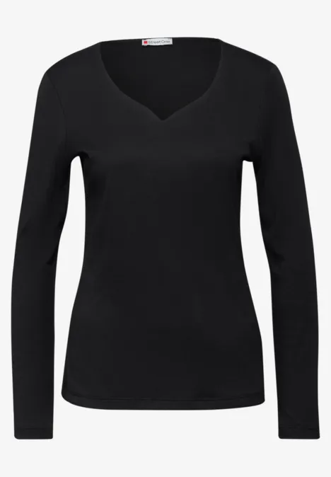 Shirt mit Herzausschnitt Black