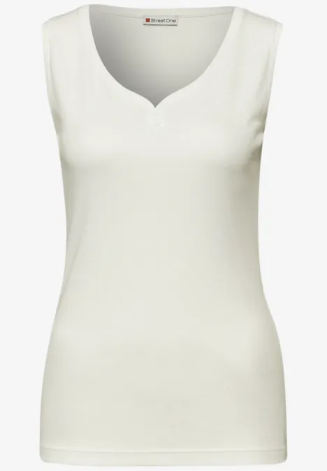 Top mit Knopfdetail off white Top mit Knopfdetail off white