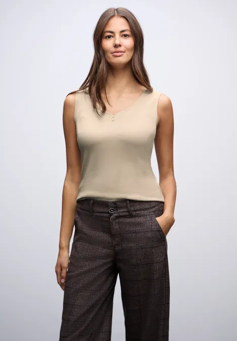 Top mit Knopfdetail cotton beige Top mit Knopfdetail cotton beige