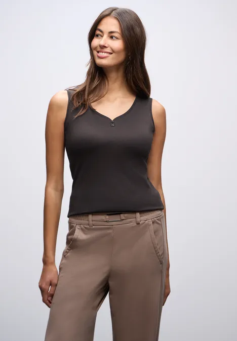 Top mit Knopfdetail darkest brown
