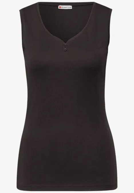 Top mit Knopfdetail darkest brown