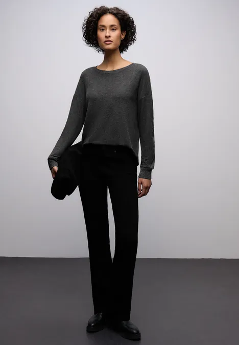 Shirt met glitterdetails gravel grey mel.