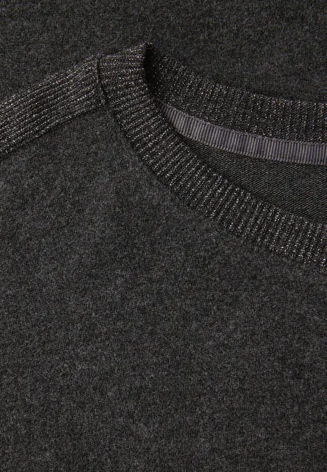 Shirt met glitterdetails gravel grey mel.