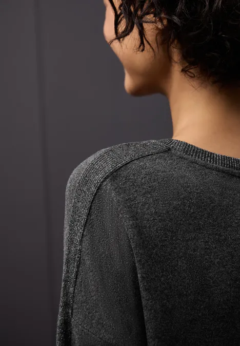 Shirt met glitterdetails gravel grey mel.