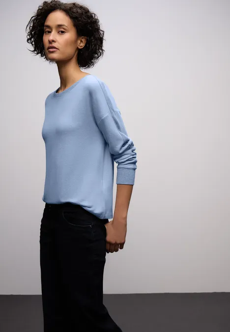 Shirt met glitterdetails frosted blue mel.