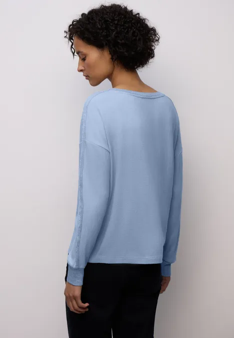 Shirt met glitterdetails frosted blue mel.