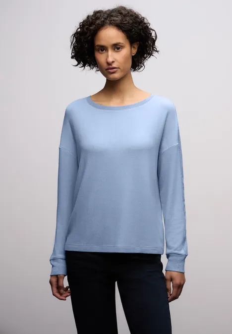 Shirt met glitterdetails frosted blue mel.