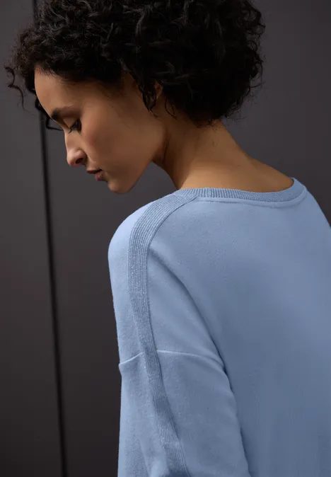 Shirt met glitterdetails frosted blue mel.