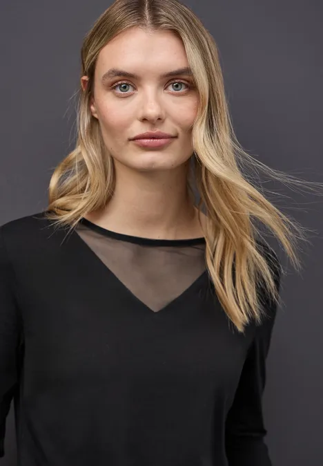 Shirt mit Meshdetails Black