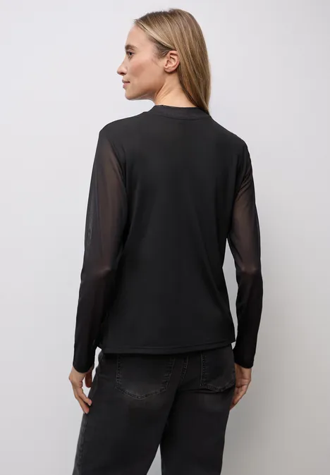 Mesh Turtleneck Shirt Black