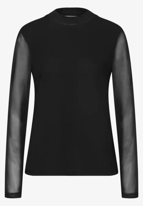 Mesh Turtleneck Shirt Black