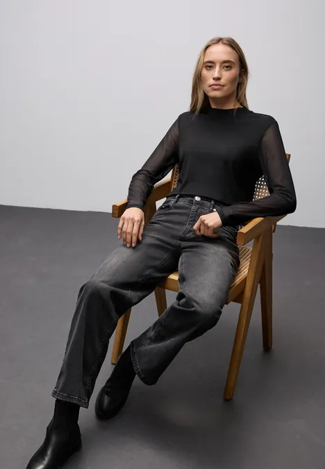 Mesh Turtleneck Shirt Black