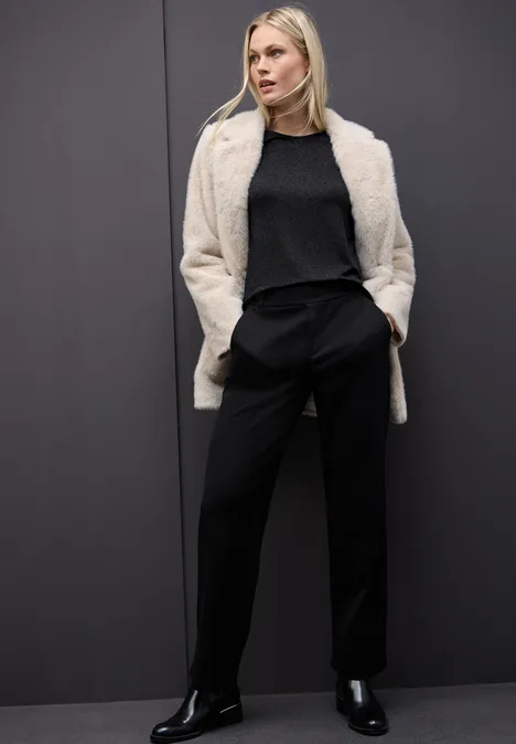 Glitzer Strick-Look Shirt Black