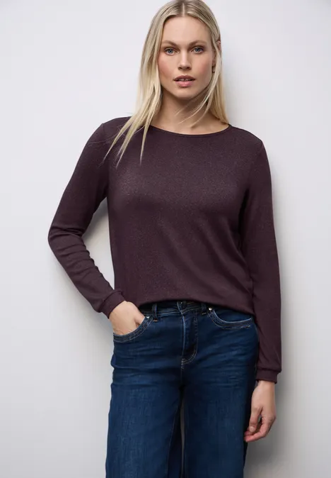 Glitzer Strick-Look Shirt jazz berry