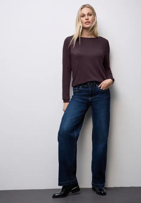 Glitzer Strick-Look Shirt jazz berry