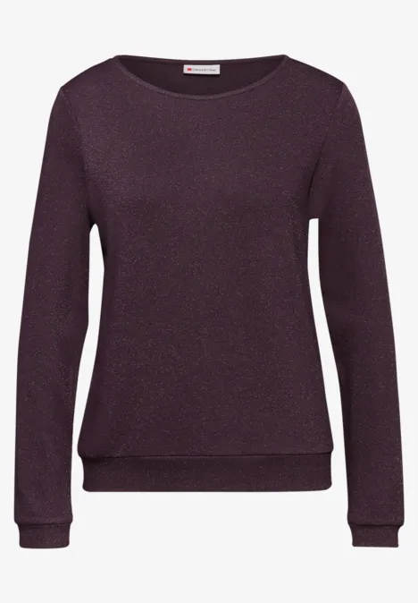 Glitzer Strick-Look Shirt jazz berry