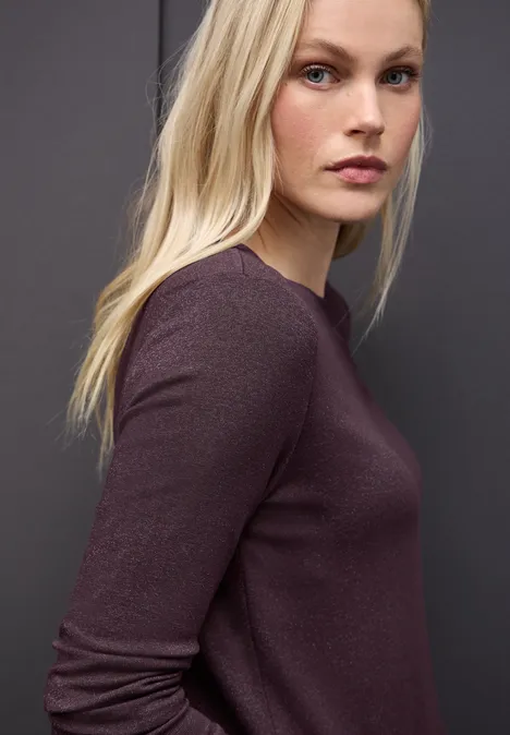 Glitzer Strick-Look Shirt jazz berry