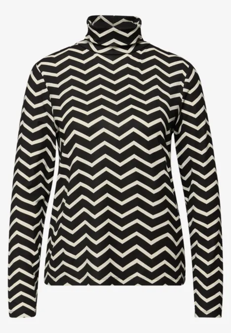 Gemustertes Rollkragenshirt Black Gemustertes Rollkragenshirt Black