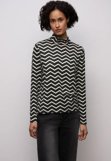 Gemustertes Rollkragenshirt Black Gemustertes Rollkragenshirt Black