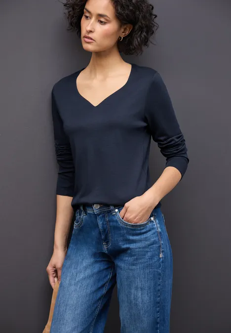 Shirt mit Herzausschnitt deep blue