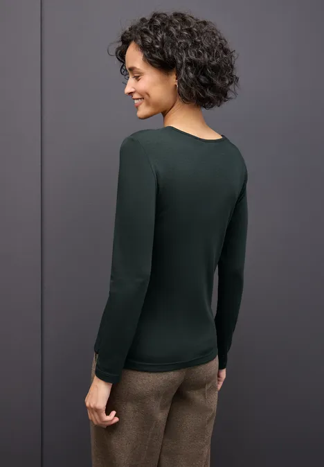 Shirt mit Herzausschnitt evernight green