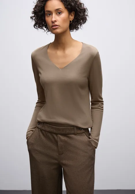 Shirt mit Herzausschnitt light terra mocha