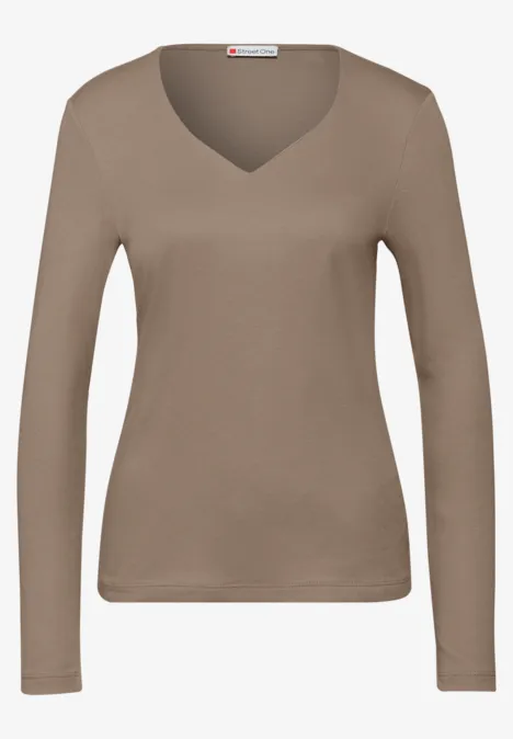 Shirt mit Herzausschnitt light terra mocha