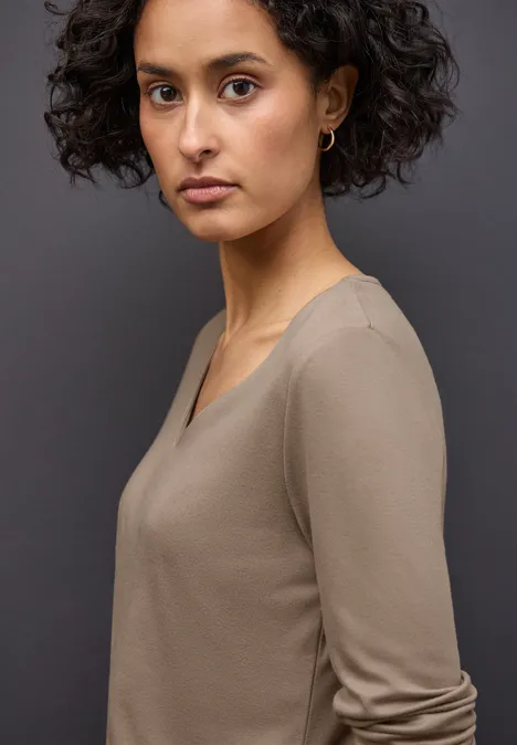 Shirt mit Herzausschnitt light terra mocha