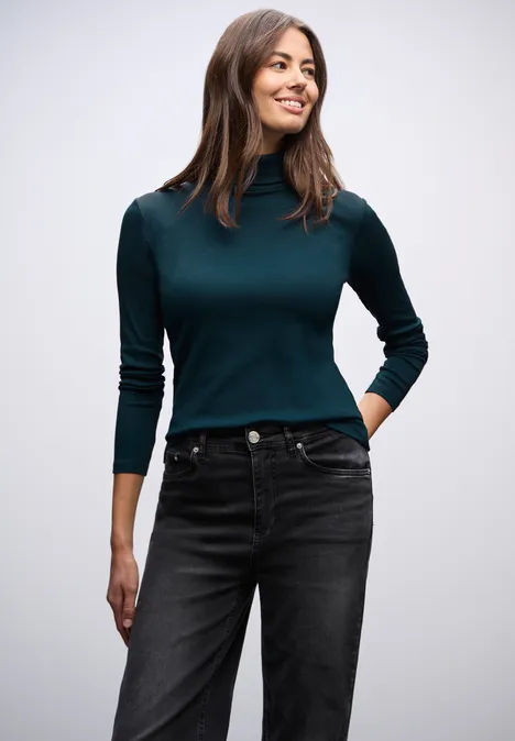 Basic Rollkragenshirt tide blue