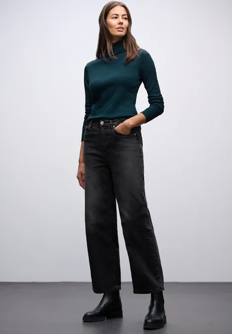 Basic Rollkragenshirt tide blue