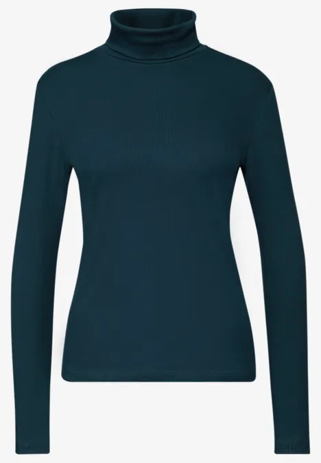 Basic Rollkragenshirt tide blue