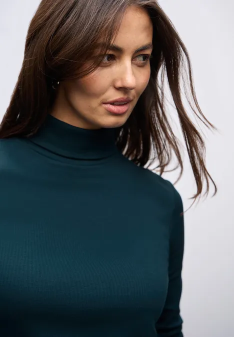 Basic Rollkragenshirt tide blue